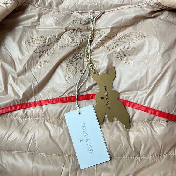 PATRIZIA PEPE Womens down feather puffer zip up jacket cream tan - Picture 7 of 12